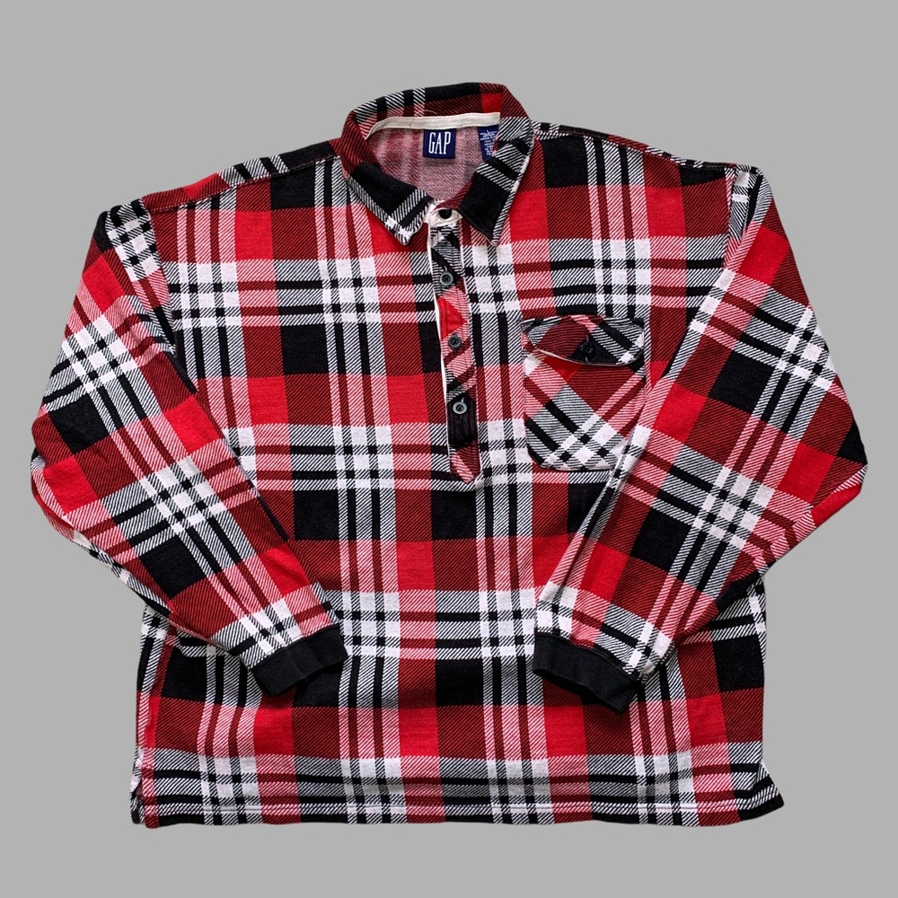Vintage GAP Plaid Long Sleeve Polo/Rugby Shirt